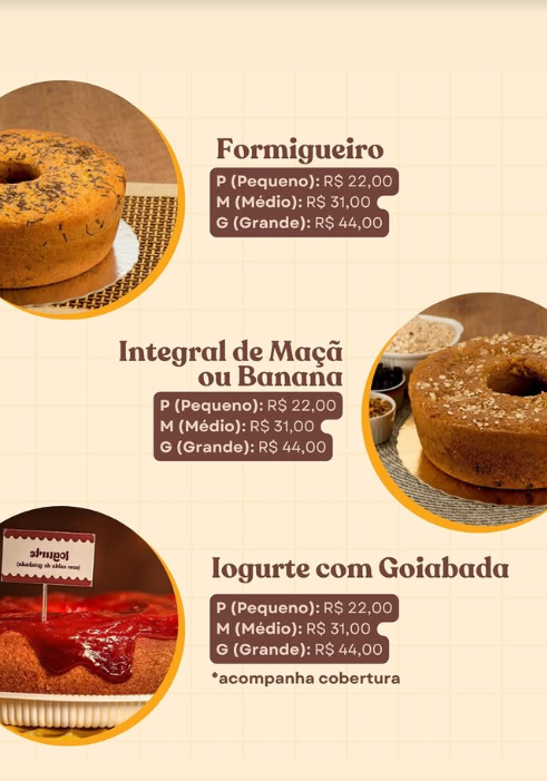 Página 1 do cardápio Caramello Bolos