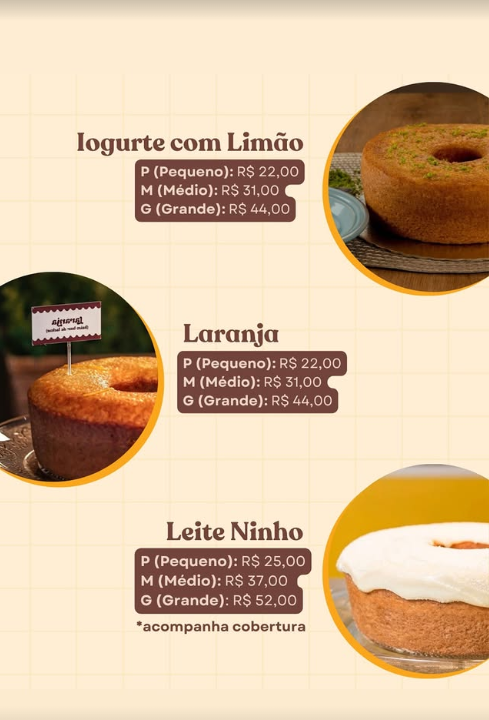 Página 2 do cardápio Caramello Bolos