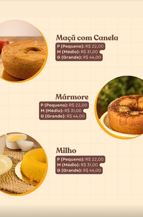 Página 3 do cardápio Caramello Bolos