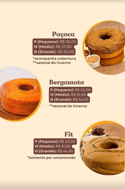 Página 4 do cardápio Caramello Bolos